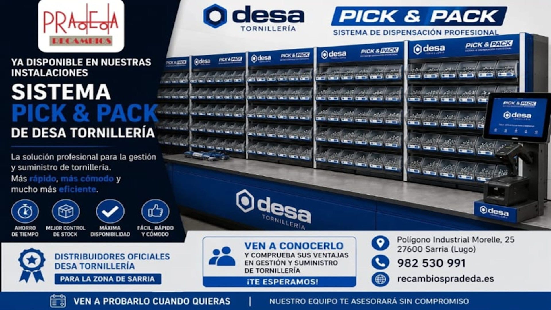Recambios Pradeda incorpora el sistema Pick & Pack de DESA Tornillería