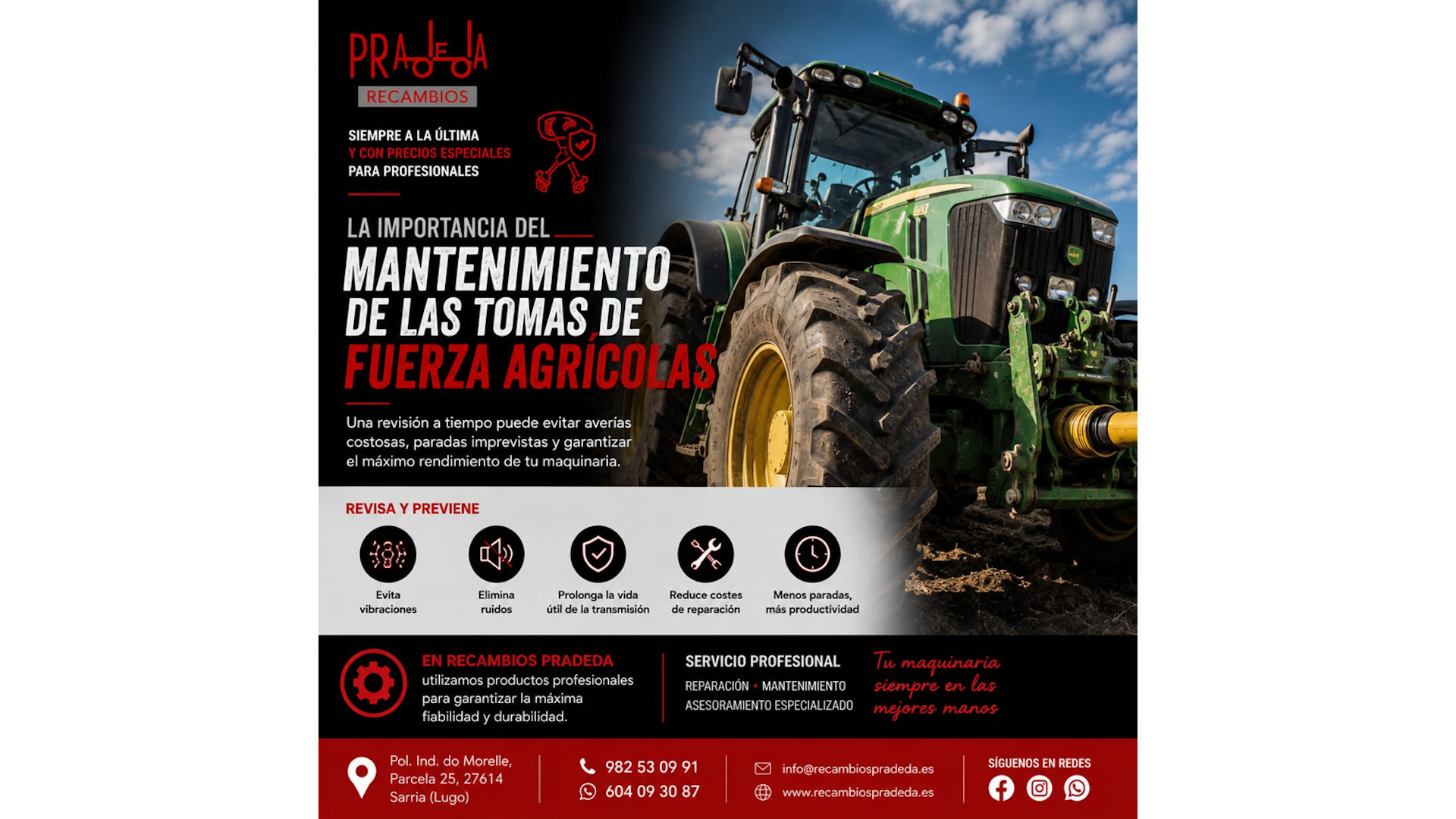 La importancia del mantenimiento de las tomas de fuerza agrícolas: una pequeña revisión puede evitar grandes averías